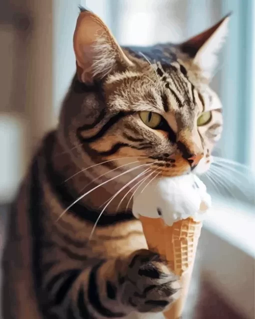 Cat Eating Ice Cream Diamond Painting