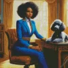 Classy Black Woman With Her Grey Poodle Diamond Painting