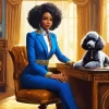 Classy Black Woman With Her Grey Poodle Diamond Painting