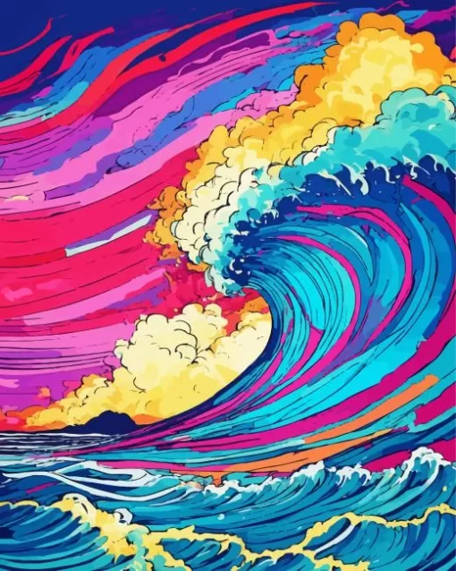 Colorful Great Wave Diamond Painting