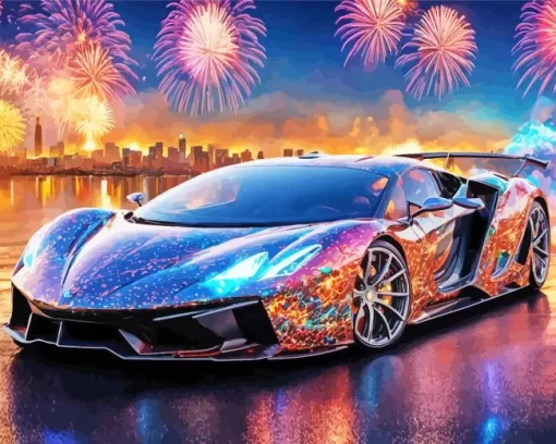 Cool Galaxy Beautiful Lamborghini Diamond Painting