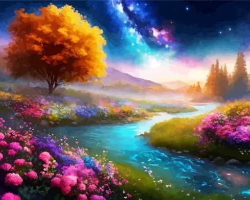 Cool Galaxy Landscape Art Diamond Painting