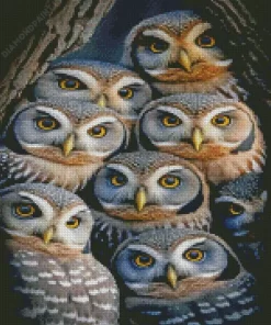 Cool Group Of Owls Diamond Painting