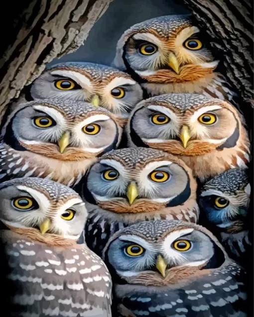 Cool Group Of Owls Diamond Painting