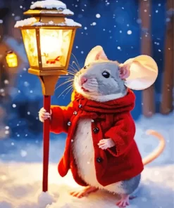 Cute Christmas Mouse Diamond Painting