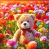 Cute Flowers And Teddy Bear Diamond Painting