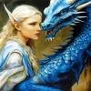 Cute Girl And Dragon Diamond Painting