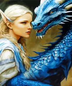 Cute Girl And Dragon Diamond Painting