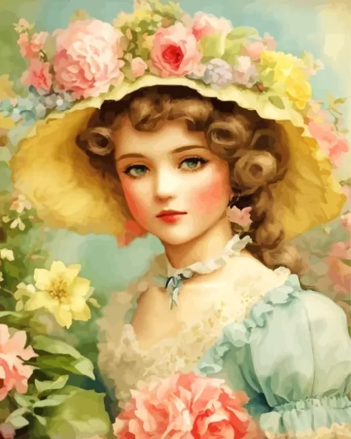 Cute Girl In Edwardian Era Diamond Painting