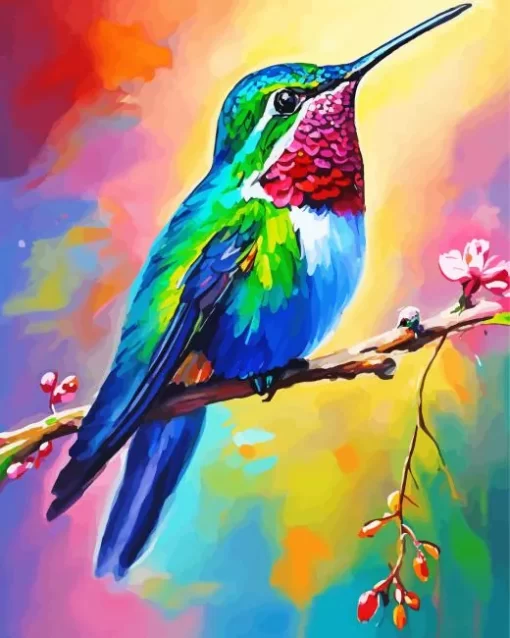 Cute Green Blue Hummingbird Diamond Painting