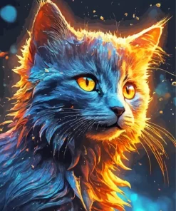 Cute Grey Cat With Orange Eyes Diamond Painting