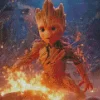 Cute Groot Fire Diamond Painting