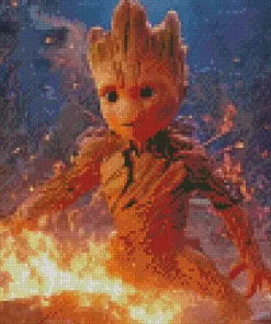 Cute Groot Fire Diamond Painting