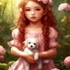 Cute Little Girl And Dog Diamond Painting