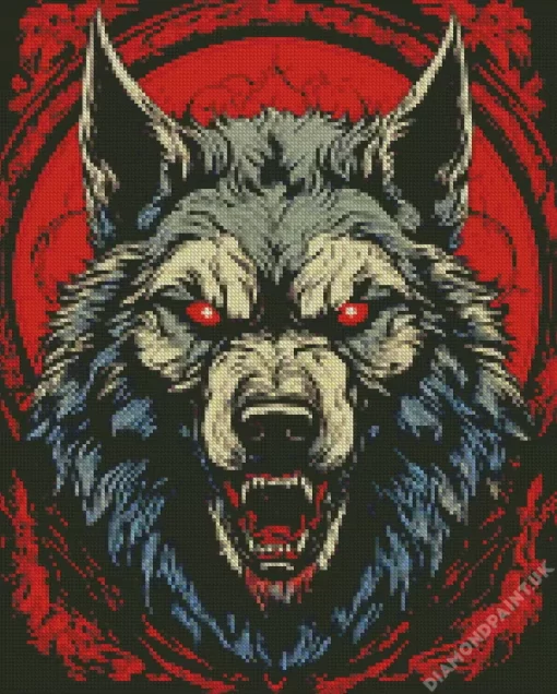 Evil Black Wolf Art Diamond Painting