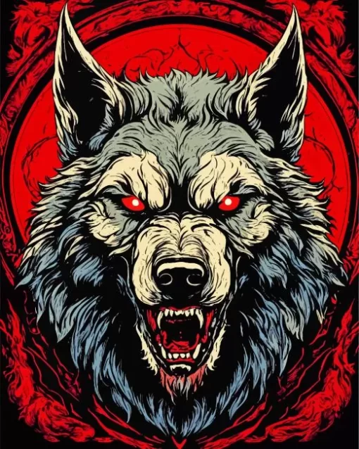 Evil Black Wolf Art Diamond Painting