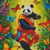 Excited Panda Playing With Butterflies Diamond Painting