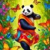 Excited Panda Playing With Butterflies Diamond Painting