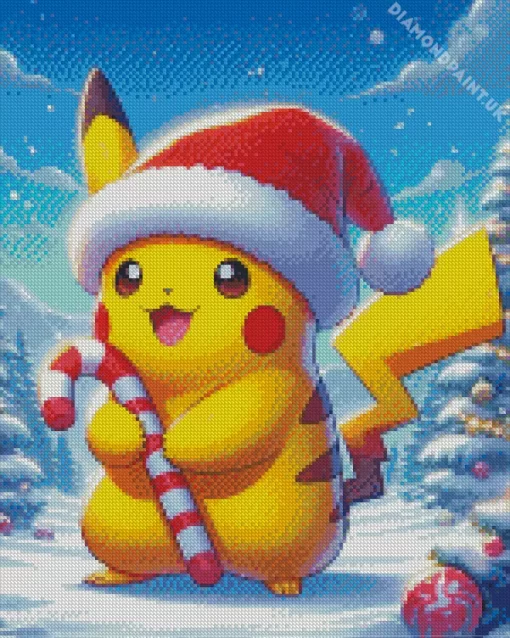 Excited Pikachu Christmas Diamond Painting