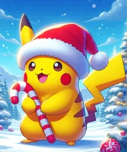 Excited Pikachu Christmas Diamond Painting