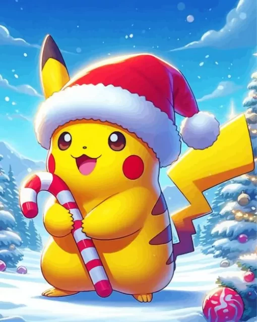 Excited Pikachu Christmas Diamond Painting