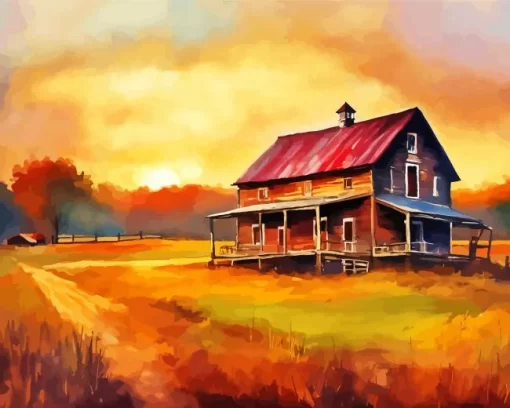 Fall Farmhouse Art Diamond Painting