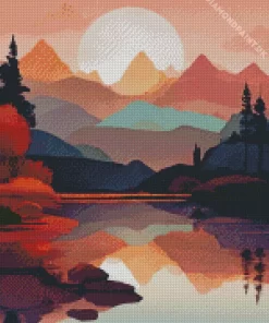 Fall Lake Scenery Diamond Painting