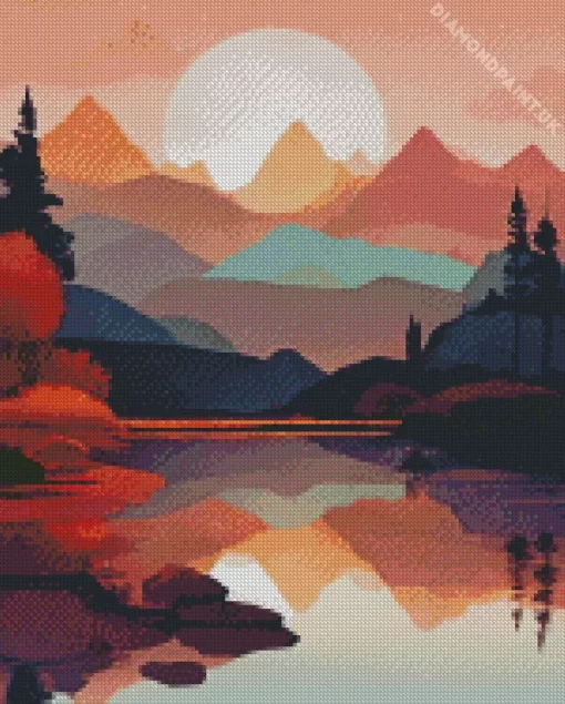 Fall Lake Scenery Diamond Painting