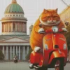 Fat Cat Riding A Vespa Diamond Painting