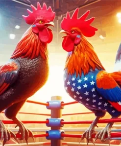 Fighter Chickens Art Diamond Painting