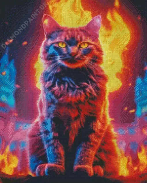 Fire Cat Diamond Painting