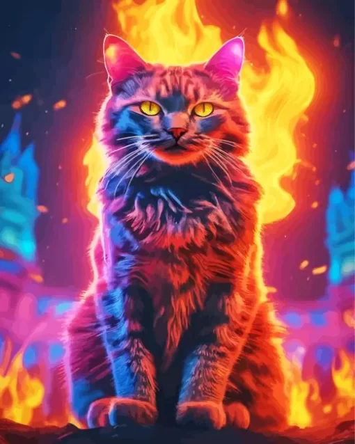 Fire Cat Diamond Painting