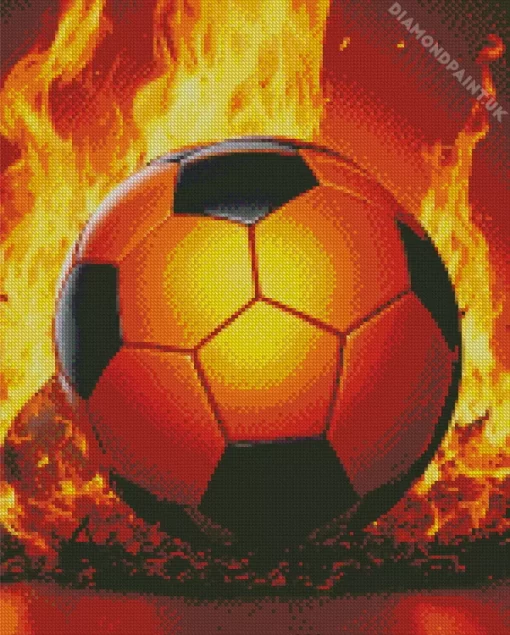 Flaming Football Art Diamond Painting