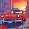 Flat Red Car Art Diamond Painting