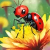 Flower And Ladybug Diamond Painting