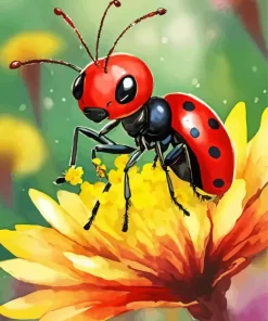 Flower And Ladybug Diamond Painting