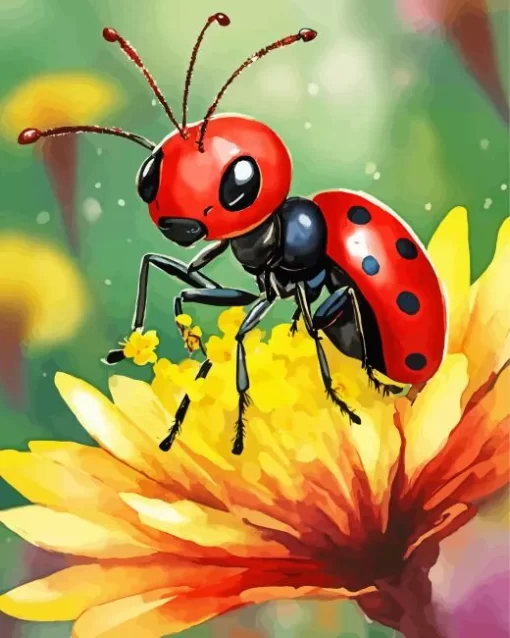 Flower And Ladybug Diamond Painting