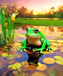 Frog On Lily Pad Diamond Painting