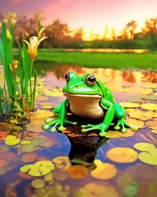 Frog On Lily Pad Diamond Painting