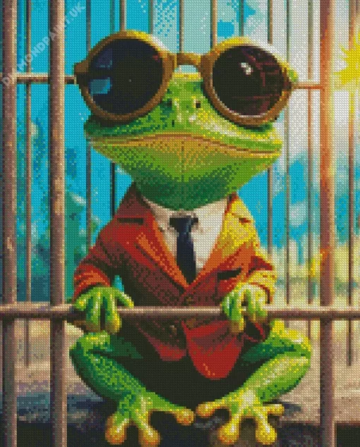 Frog With Glasses Diamond Painting