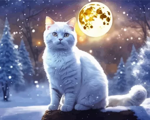 Full Moon And Cat Diamond Painting