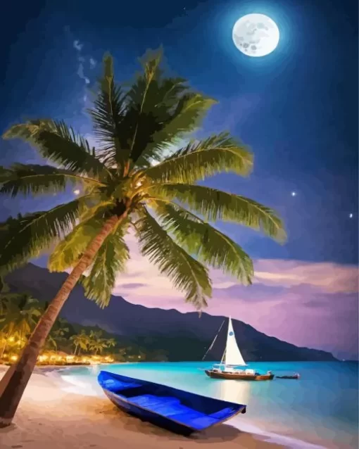 Full Moon Beach Diamond Painting