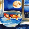 Full Moon Fish Tank Art Diamond Painting