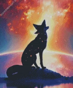 Galaxy Fox Silhouette Diamond Painting