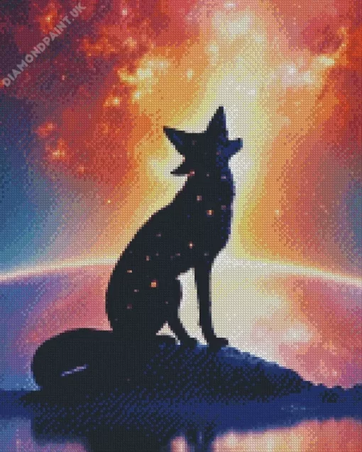 Galaxy Fox Silhouette Diamond Painting