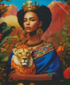 Girl And Lion Art Diamond Painting