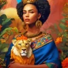 Girl And Lion Art Diamond Painting