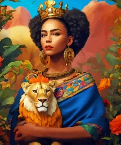 Girl And Lion Art Diamond Painting