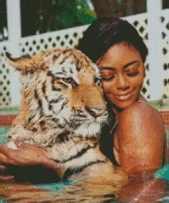 Girl Hugging Tiger Diamond Painting