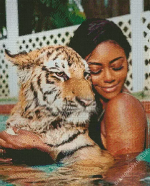 Girl Hugging Tiger Diamond Painting